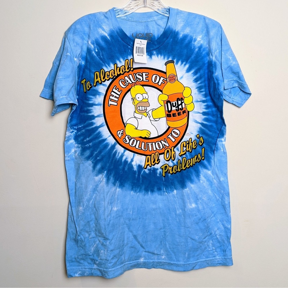 Liquid Blue The Simpsons 2013 Duff Beer Homer Tie Dye Shirt Medium New NWT‎